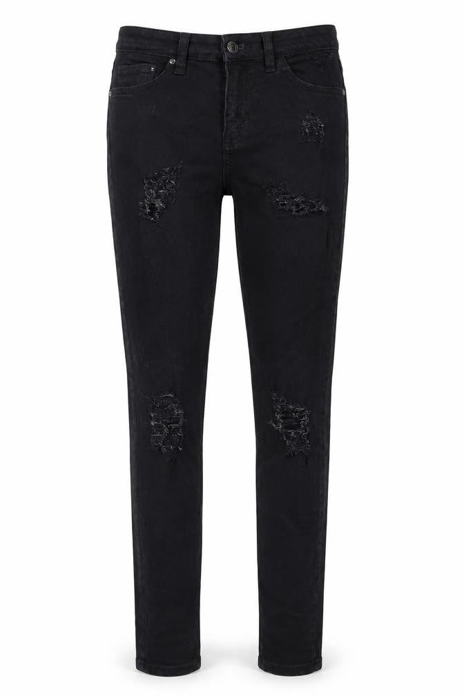 Topshop Womens Black Cotton Skinny Jeans Size 25 in L32 in Regular Zip