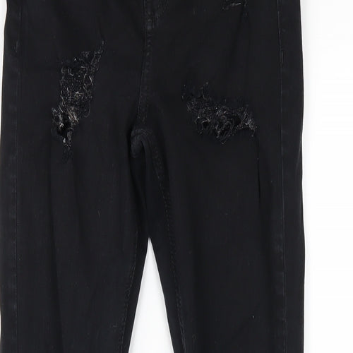 Topshop Womens Black Cotton Skinny Jeans Size 25 in L32 in Regular Zip