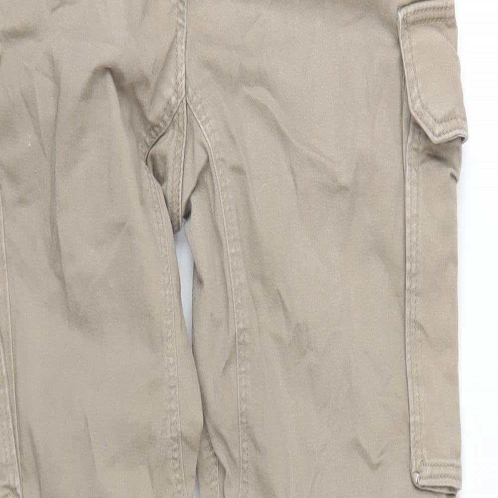 H&M Mens Beige Cotton Cargo Trousers Size S L28 in Regular Drawstring