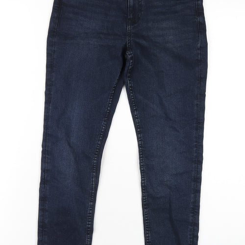 Marks and Spencer Womens Blue Cotton Skinny Jeans Size 8 L27 in Regular Zip