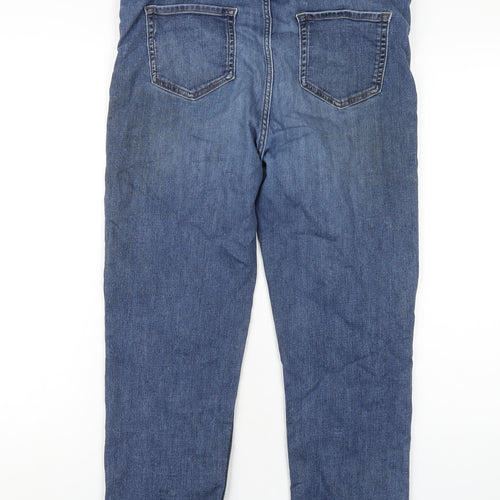 Marks and Spencer Womens Blue Cotton Straight Jeans Size 16 L24 in Regular Zip