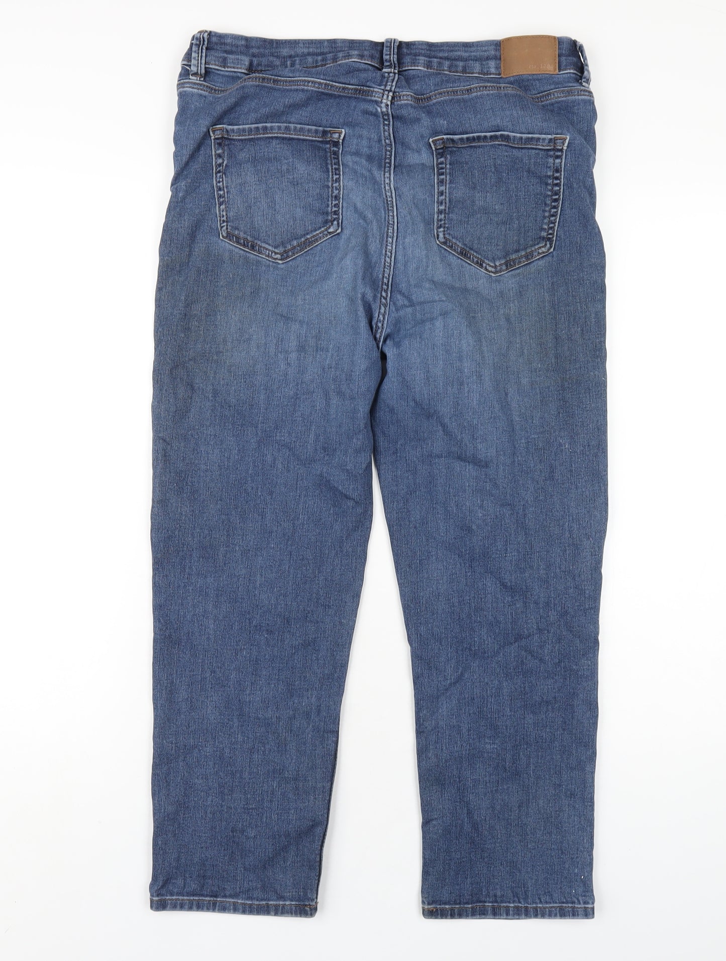 Marks and Spencer Womens Blue Cotton Straight Jeans Size 16 L24 in Regular Zip