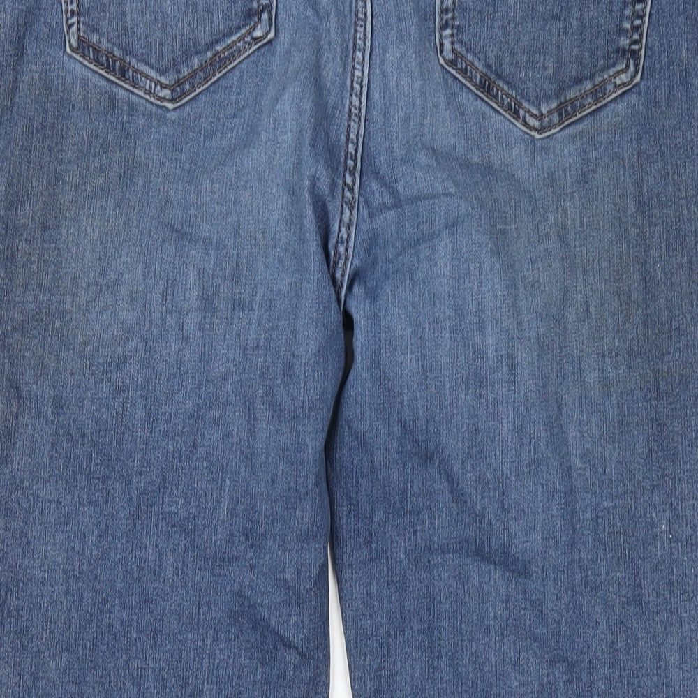 Marks and Spencer Womens Blue Cotton Straight Jeans Size 16 L24 in Regular Zip