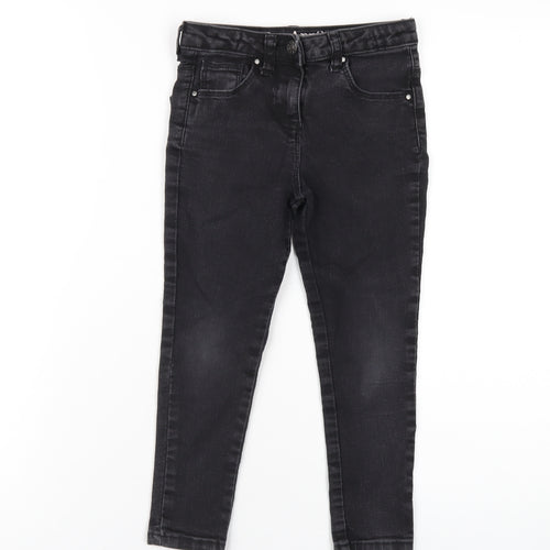 Matalan Girls Black Cotton Skinny Jeans Size 6 Years Regular Zip
