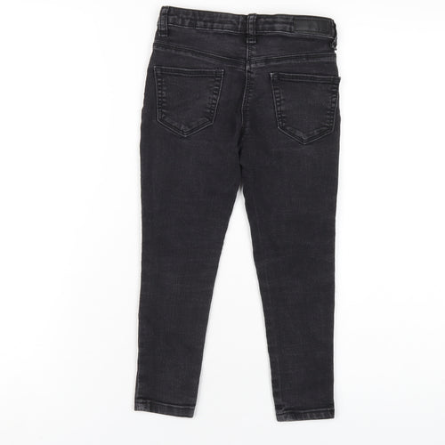 Matalan Girls Black Cotton Skinny Jeans Size 6 Years Regular Zip