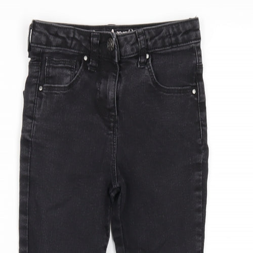 Matalan Girls Black Cotton Skinny Jeans Size 6 Years Regular Zip