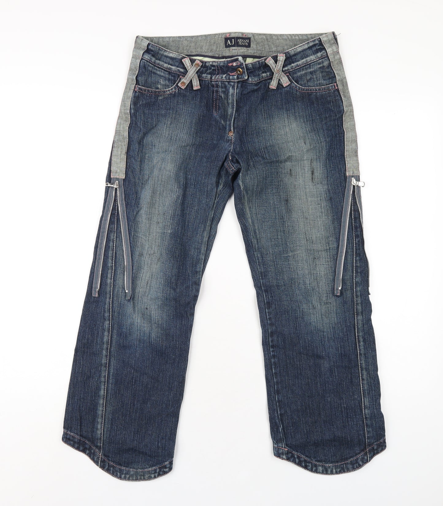 Armani Jeans Womens Blue Cotton Cropped Jeans Size 8 L24 in Regular Zip