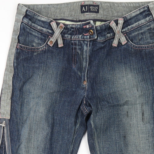 Armani Jeans Womens Blue Cotton Cropped Jeans Size 8 L24 in Regular Zip