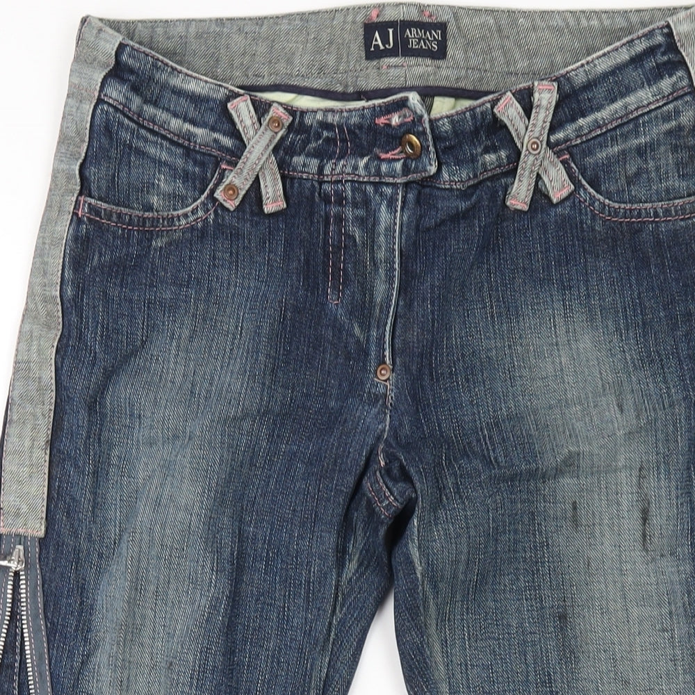Armani Jeans Womens Blue Cotton Cropped Jeans Size 8 L24 in Regular Zip