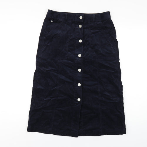 Per Una Womens Blue Cotton A-Line Skirt Size 10 Button