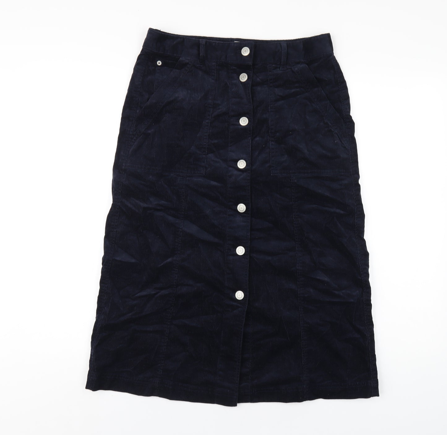 Per Una Womens Blue Cotton A-Line Skirt Size 10 Button