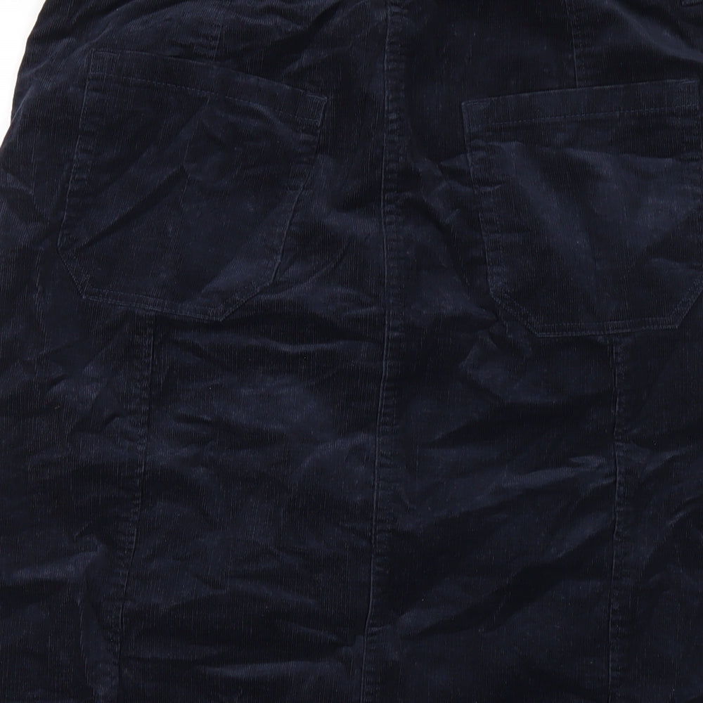 Per Una Womens Blue Cotton A-Line Skirt Size 10 Button