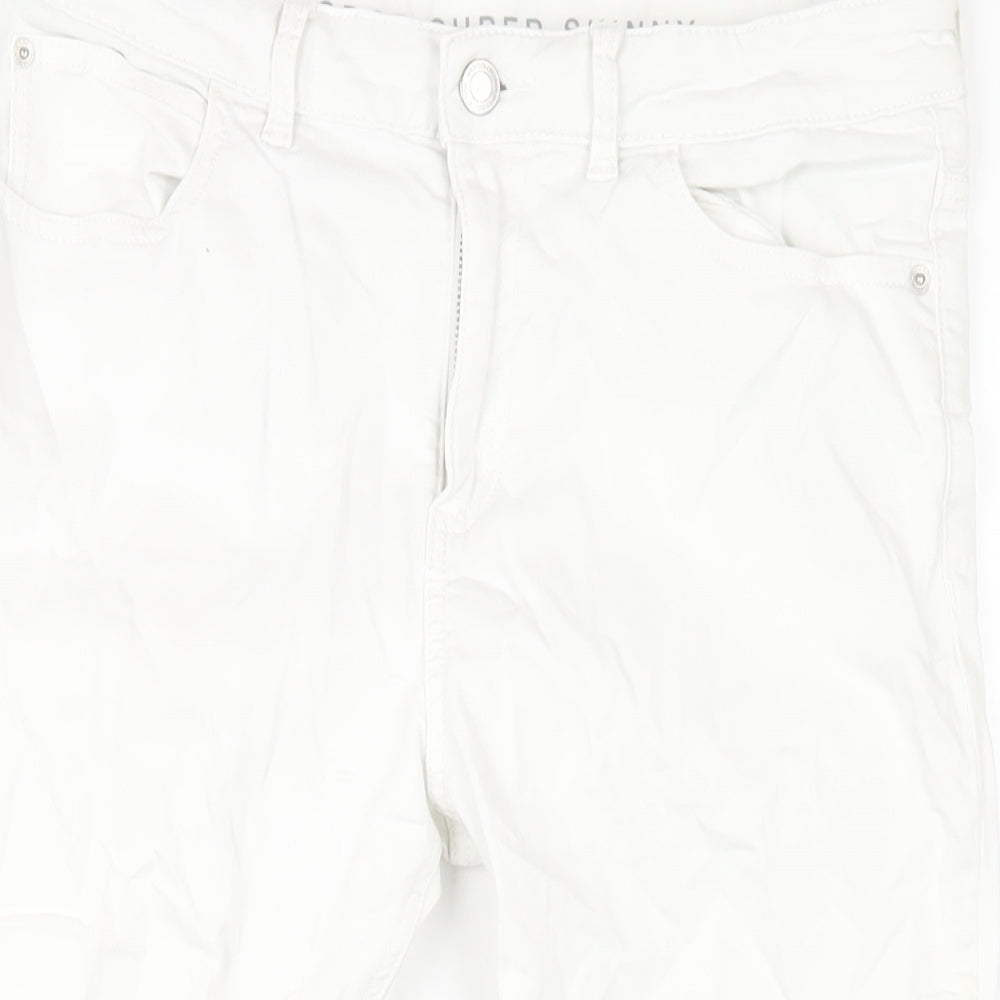 Marks and Spencer Womens White Cotton Cropped Jeans Size 12 L21 in Regular Zip