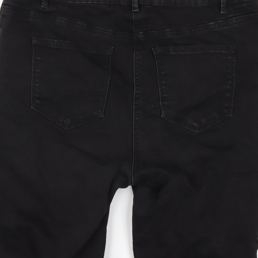 Papaya Womens Black Cotton Bermuda Shorts Size 12 L10 in Regular Zip