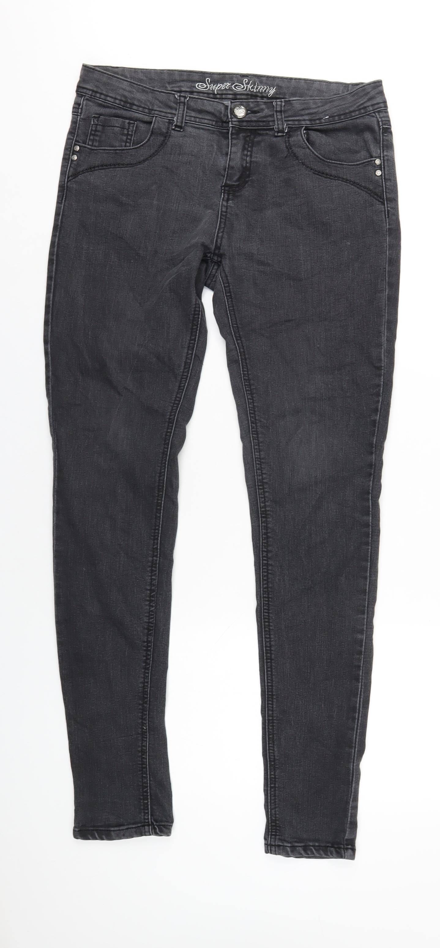 Denim & Co. Womens Black Cotton Skinny Jeans Size 12 L32 in Regular Zip