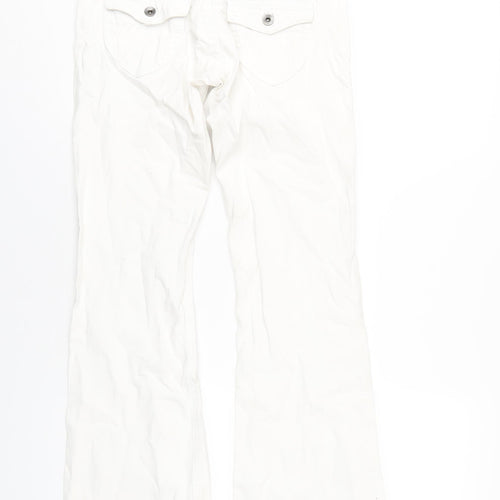 BAY Womens White Cotton Bootcut Jeans Size 8 L32 in Regular Zip