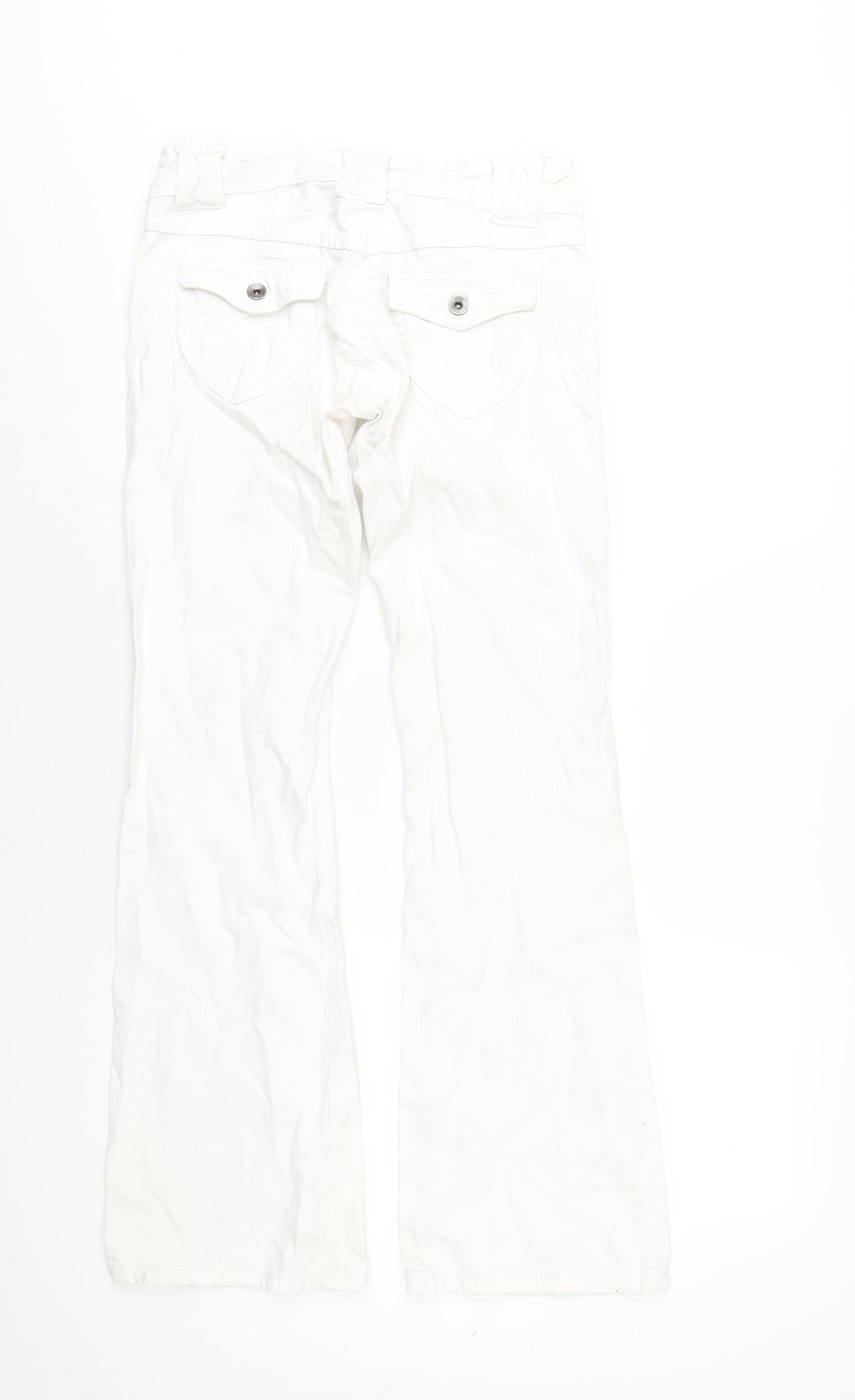 BAY Womens White Cotton Bootcut Jeans Size 8 L32 in Regular Zip