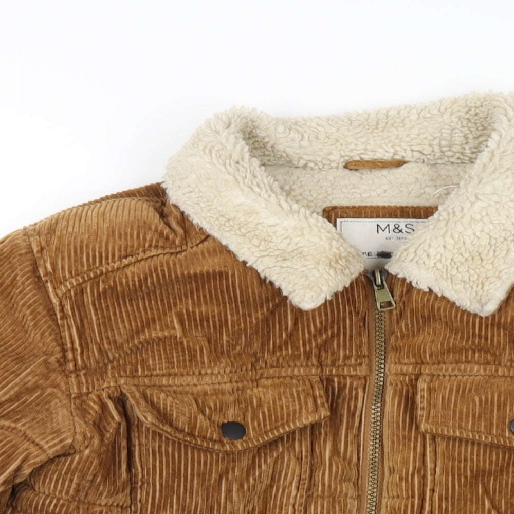 Marks and Spencer Boys Brown Puffer Jacket Coat Size 11-12 Years Zip