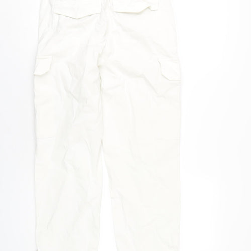 Marks and Spencer Womens White Cotton Trousers Size 10 L27 in Regular Zip