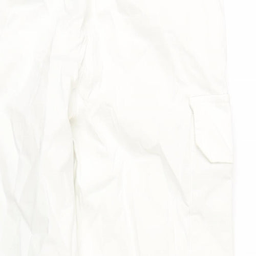 Marks and Spencer Womens White Cotton Trousers Size 10 L27 in Regular Zip