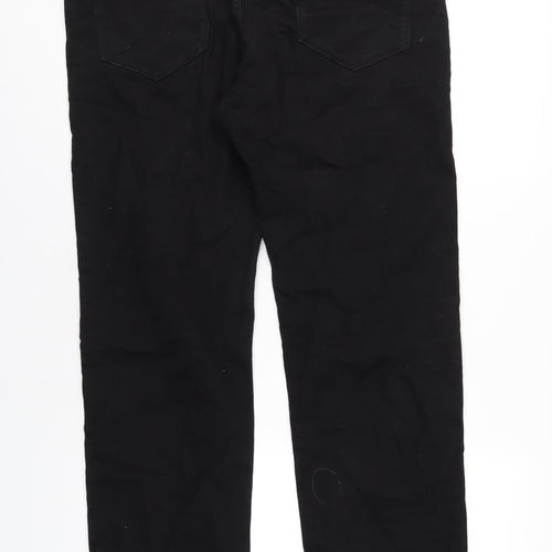 Marks and Spencer Mens Black Cotton Straight Jeans Size 34 in L31 in Regular Zip