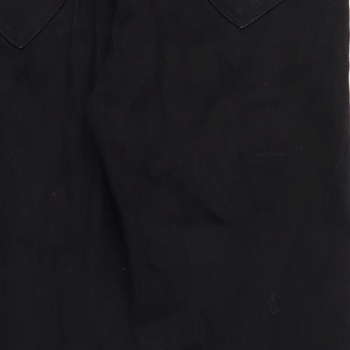 Marks and Spencer Mens Black Cotton Straight Jeans Size 34 in L31 in Regular Zip