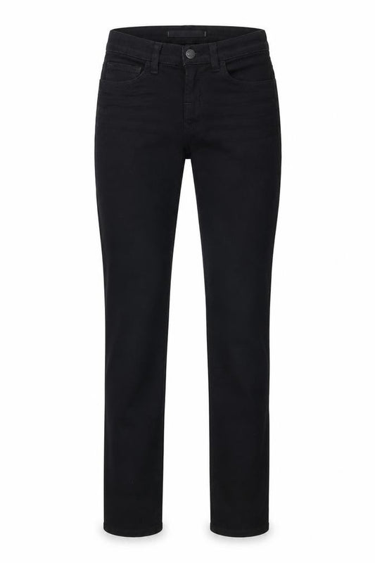 Front view of J Brand women’s black cotton skinny jeans, size UK 24, in, 30-inch leg regular zip