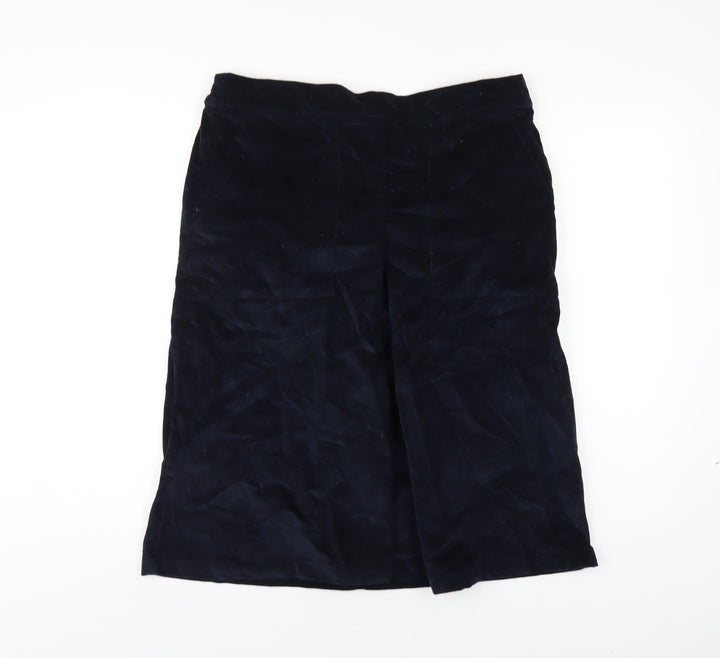 Cotton Traders Womens Blue Cotton A-Line Skirt Size 14