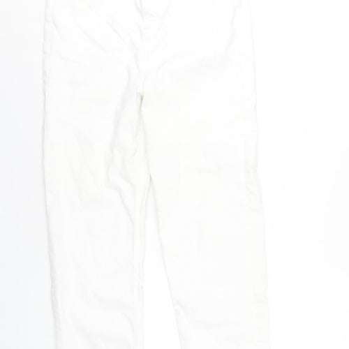 Marks and Spencer Womens White Cotton Straight Jeans Size 14 L27 in Regular Zip