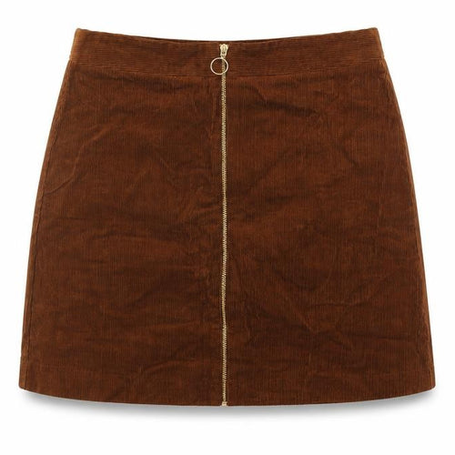 New Look Womens Brown Cotton A-Line Skirt Size 8 Zip