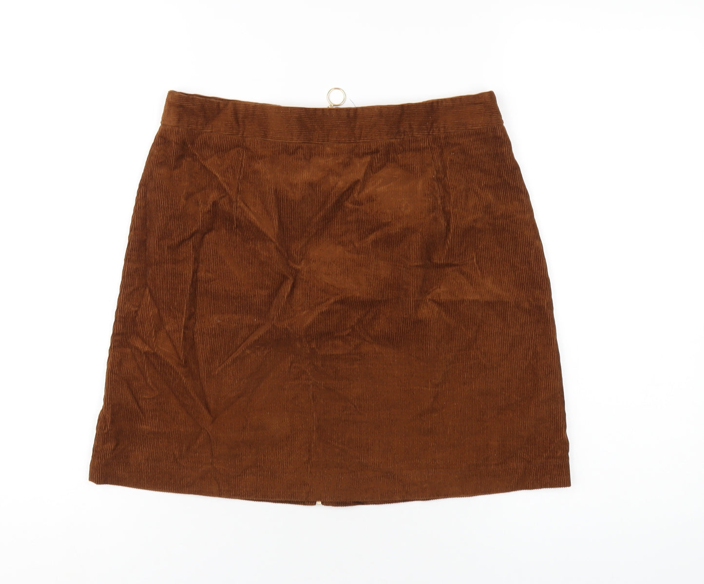 New Look Womens Brown Cotton A-Line Skirt Size 8 Zip