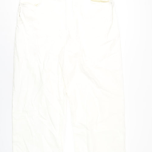 Autograph Womens White Cotton Wide-Leg Jeans Size 22 L30 in Regular Zip