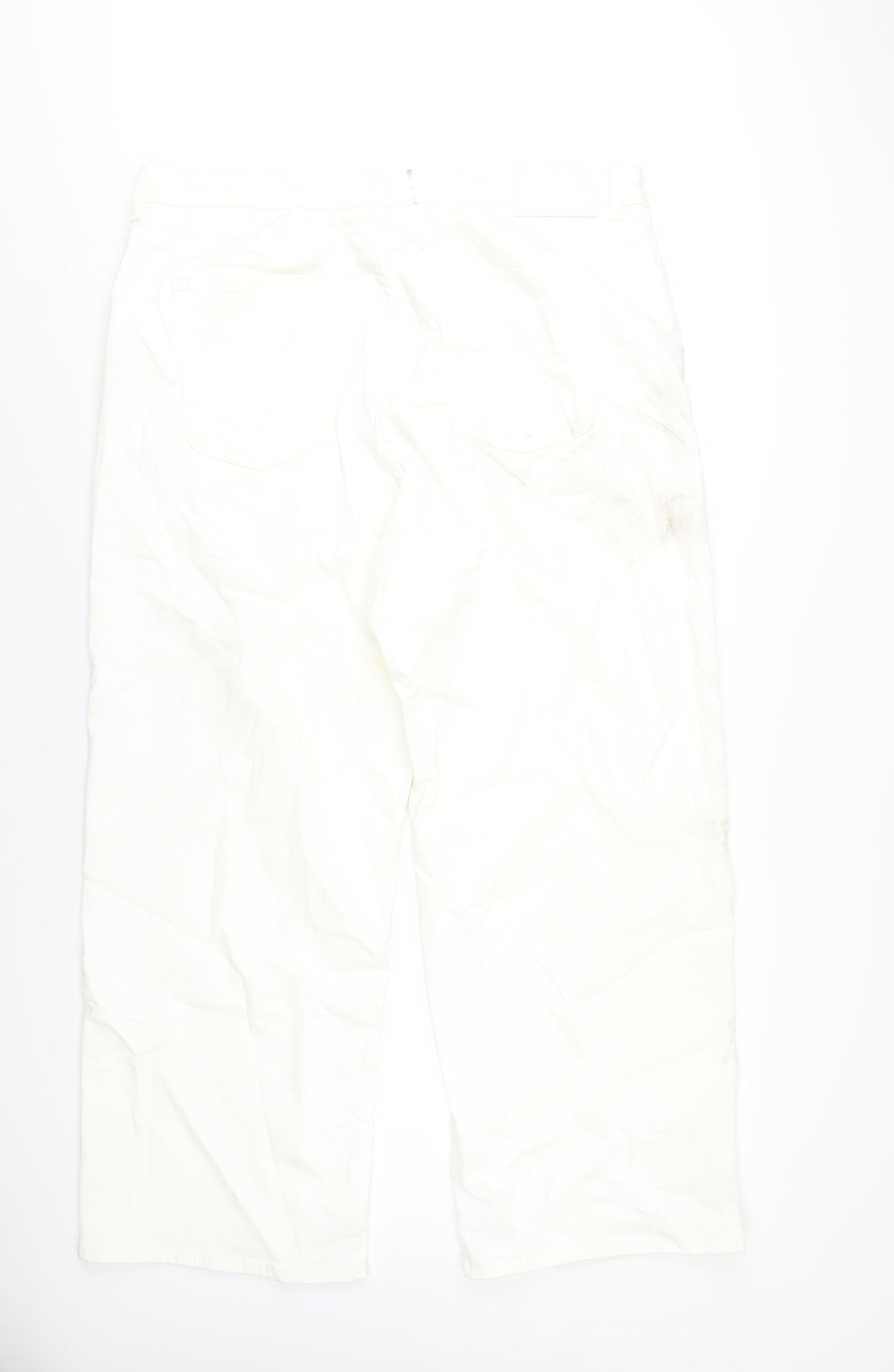 Autograph Womens White Cotton Wide-Leg Jeans Size 22 L30 in Regular Zip