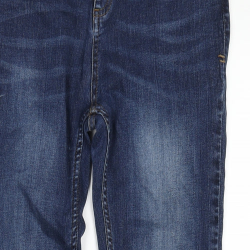 Fat Face Womens Blue Cotton Straight Jeans Size 12 L28 in Regular Zip