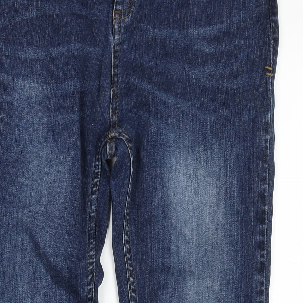 Fat Face Womens Blue Cotton Straight Jeans Size 12 L28 in Regular Zip