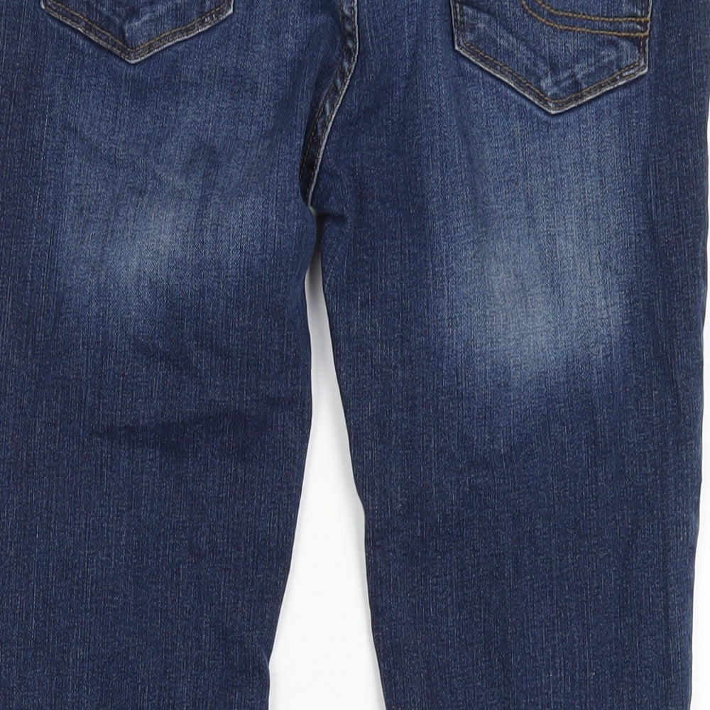 Fat Face Womens Blue Cotton Straight Jeans Size 12 L28 in Regular Zip