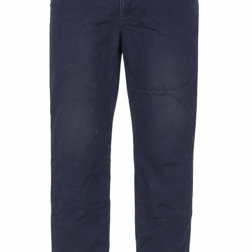 Burton Mens Blue Cotton Trousers Size 32 in L32 in Regular Button