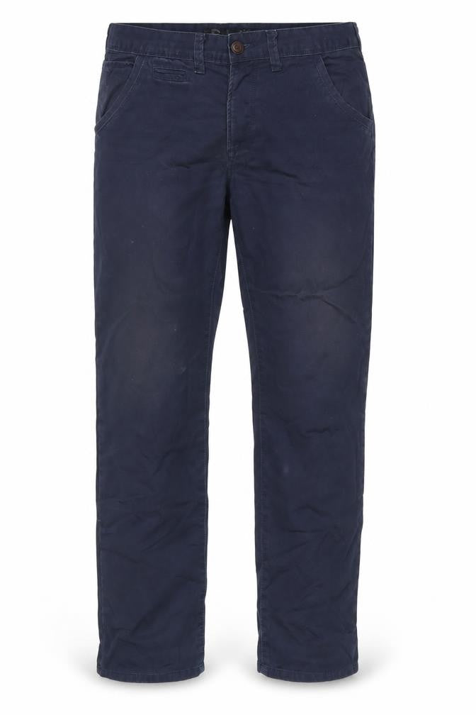 Burton Mens Blue Cotton Trousers Size 32 in L32 in Regular Button