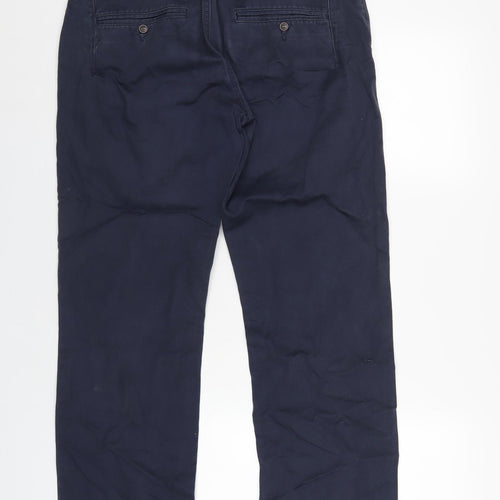 Burton Mens Blue Cotton Trousers Size 32 in L32 in Regular Button