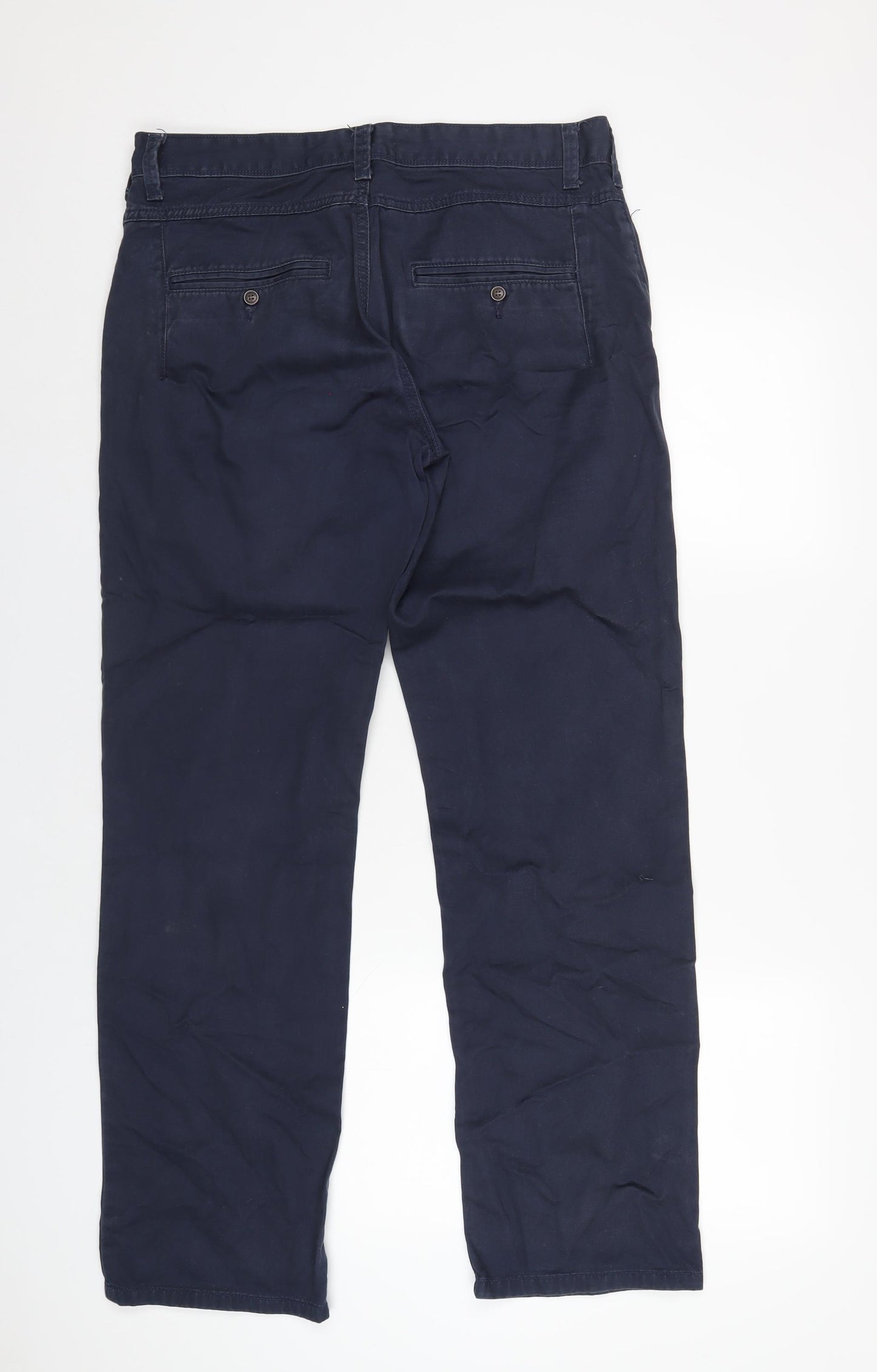 Burton Mens Blue Cotton Trousers Size 32 in L32 in Regular Button