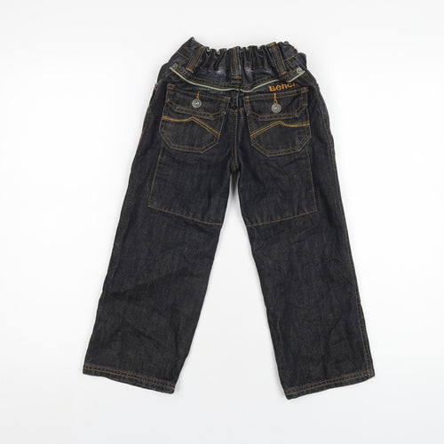 Bench Boys Blue Cotton Straight Jeans Size 3-4 Years Regular Zip