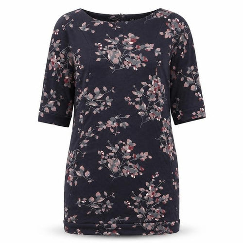 VIZ-A-VIZ Womens Grey Floral Polyester A-Line Size 12 Round Neck Zip