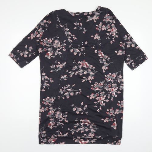 VIZ-A-VIZ Womens Grey Floral Polyester A-Line Size 12 Round Neck Zip