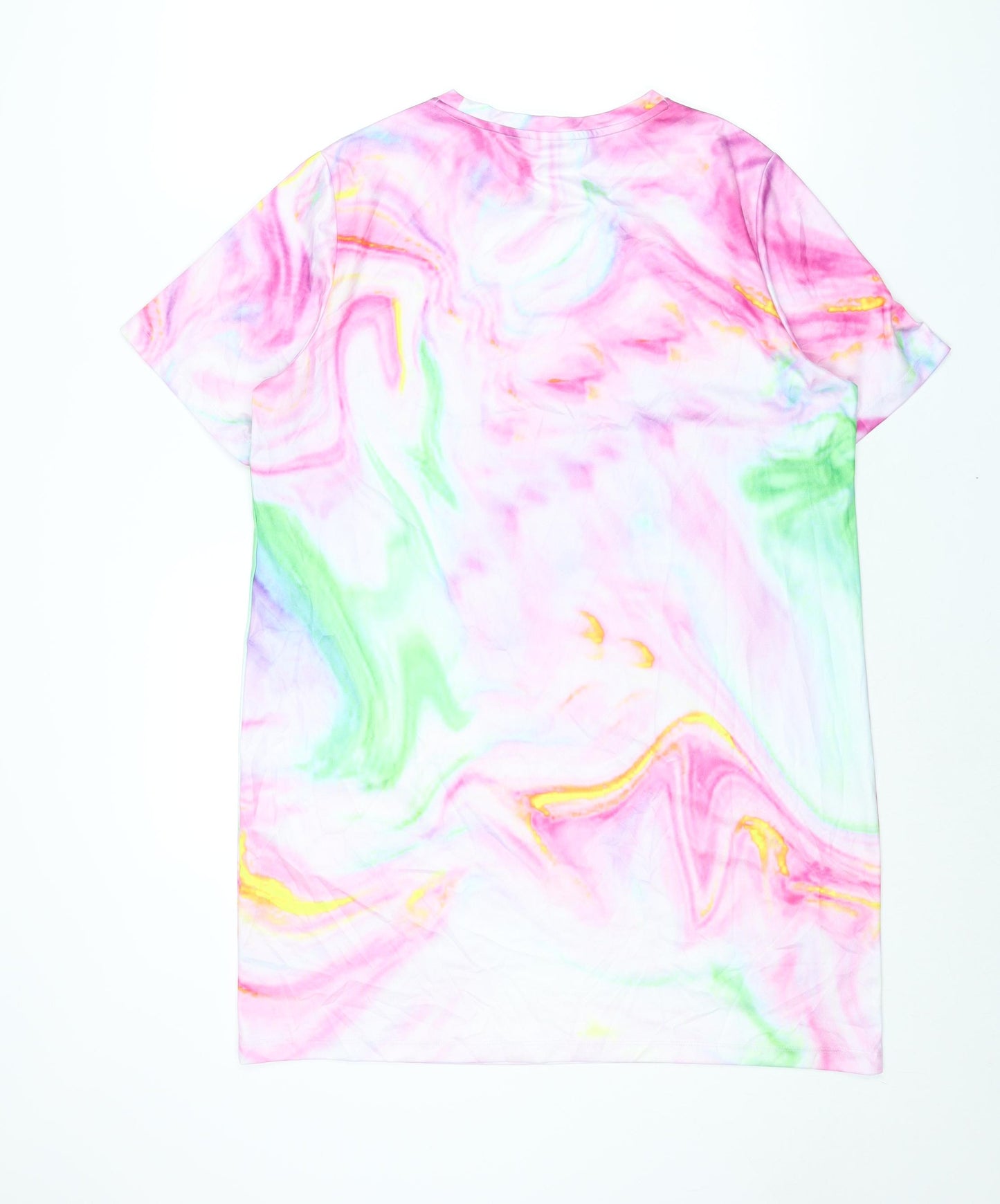 Noisy may Womens Pink Geometric Polyester T-Shirt Dress Size L Round Neck Pullover - Marble Print