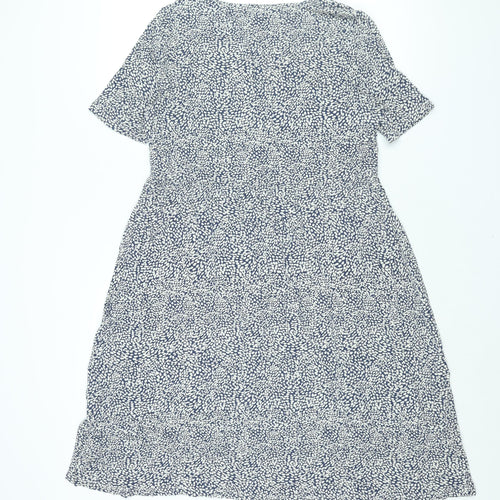 Joules Womens Blue Geometric Viscose Shift Size 12 V-Neck Button