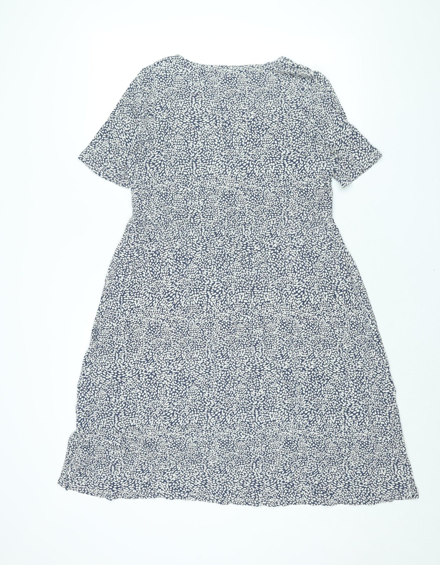 Joules Womens Blue Geometric Viscose Shift Size 12 V-Neck Button