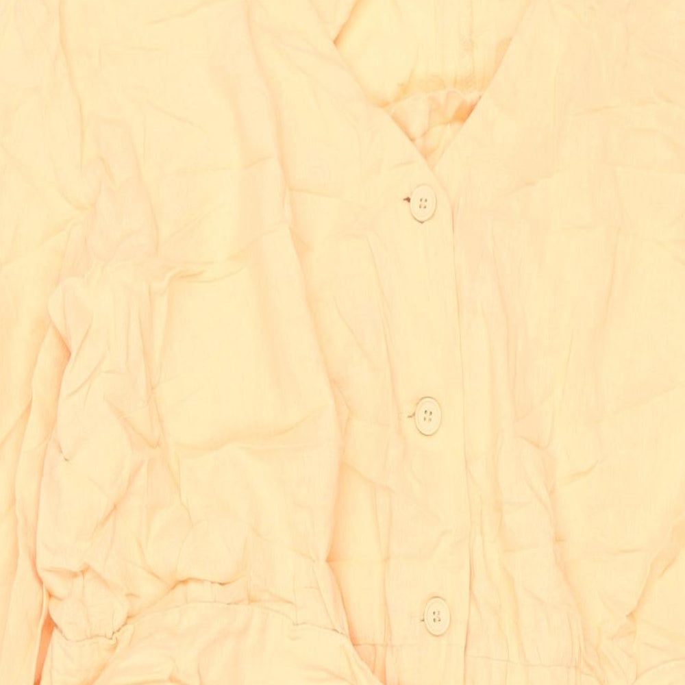 H&M Womens Orange Cotton Shift Size 2XL V-Neck Button - Belted
