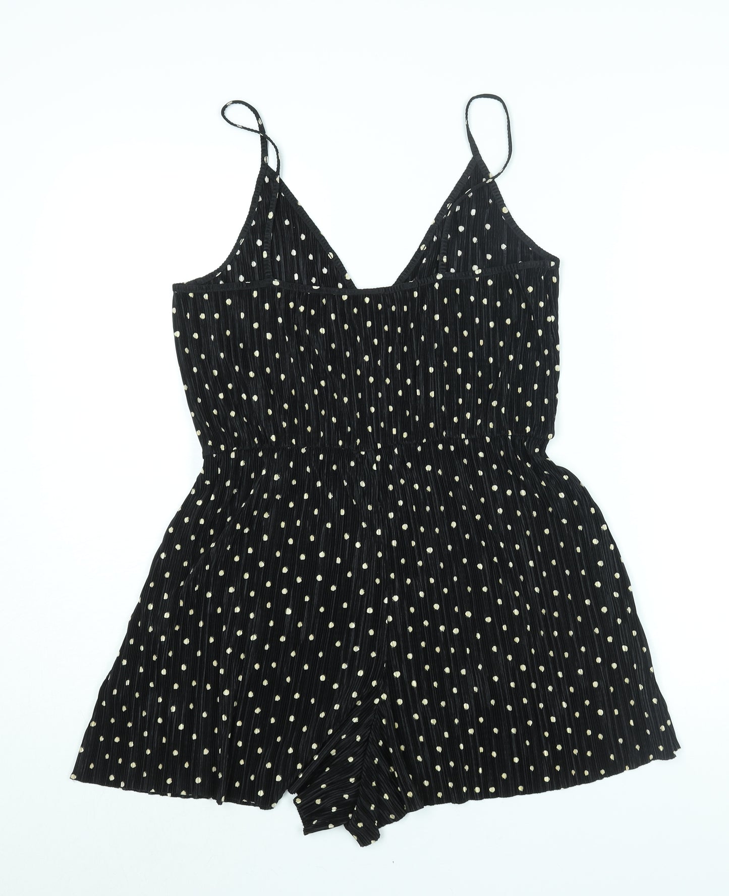 Topshop Womens Black Polka Dot Polyester Playsuit One-Piece Size 12 L3 in Pullover - Plisse