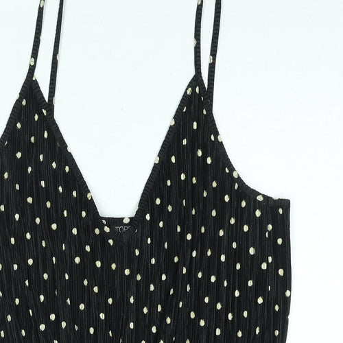 Topshop Womens Black Polka Dot Polyester Playsuit One-Piece Size 12 L3 in Pullover - Plisse