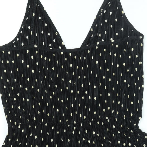 Topshop Womens Black Polka Dot Polyester Playsuit One-Piece Size 12 L3 in Pullover - Plisse